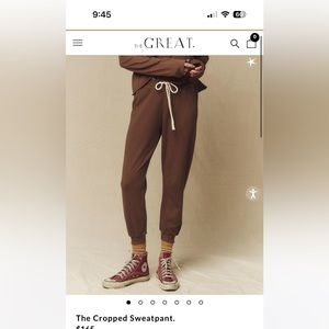 The GREAT, cropped hickory sweatpants, size 1 (comparable to a small).